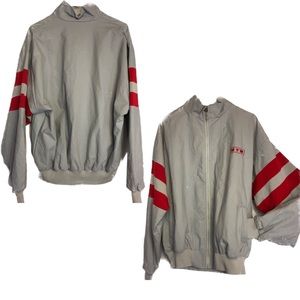 Legends sz xl rtw gray red stripe Vtg 80s jacket
